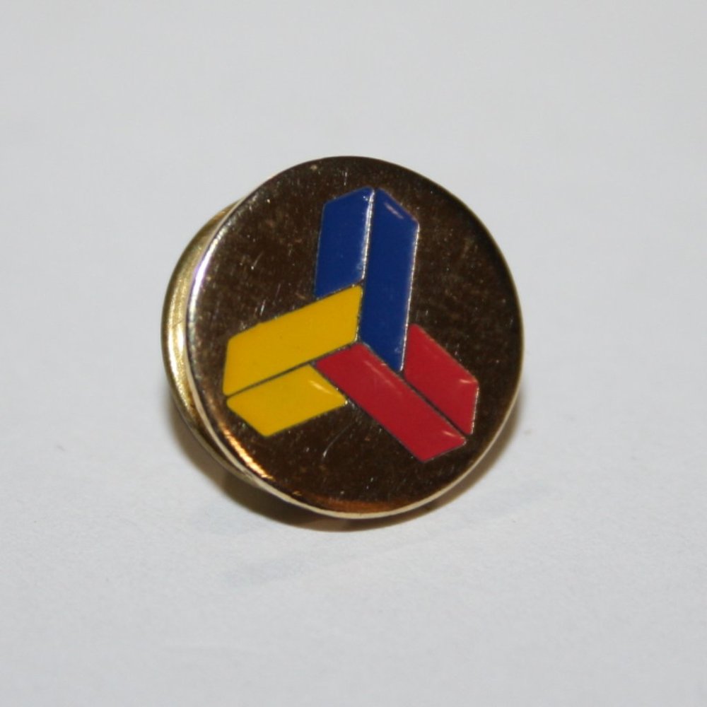 🔴🔵🟡 Men’s Gold Lapel Pin · Red, Blue & Yellow Symbol · .5" 🟡🔵🔴